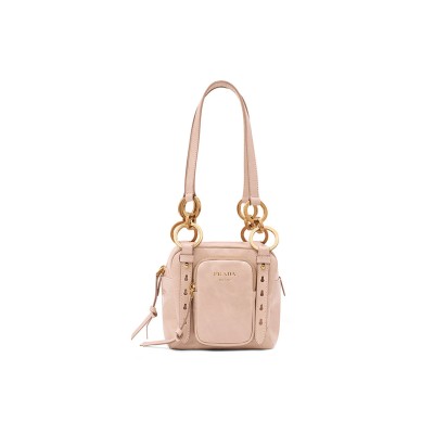 PRADA DANGLE LEATHER TOP-HANDLE MINI-BAGPOWDER PINK  (14.5*14*13.5cm)